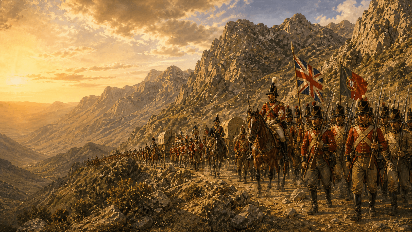 Troops marching toward battle at Salamanca