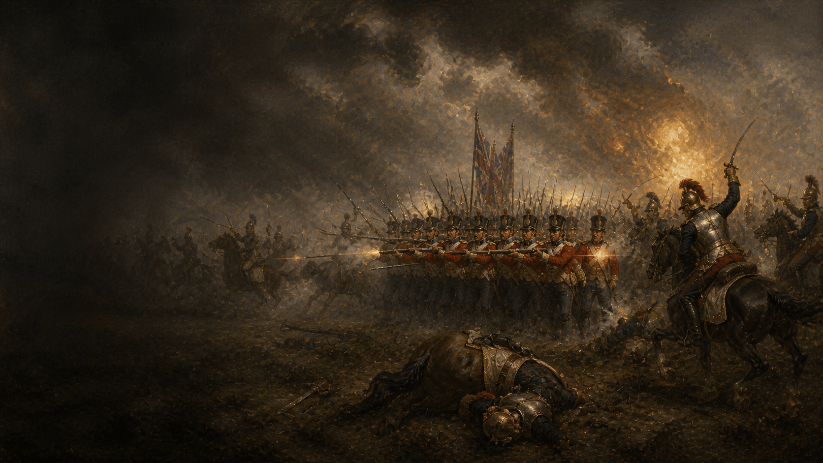 The Battle of Waterloo in full fury