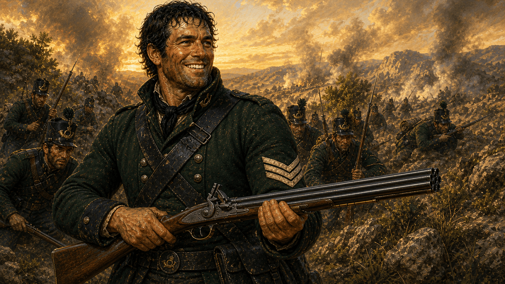 Patrick Harper with his seven-barrelled volley gun